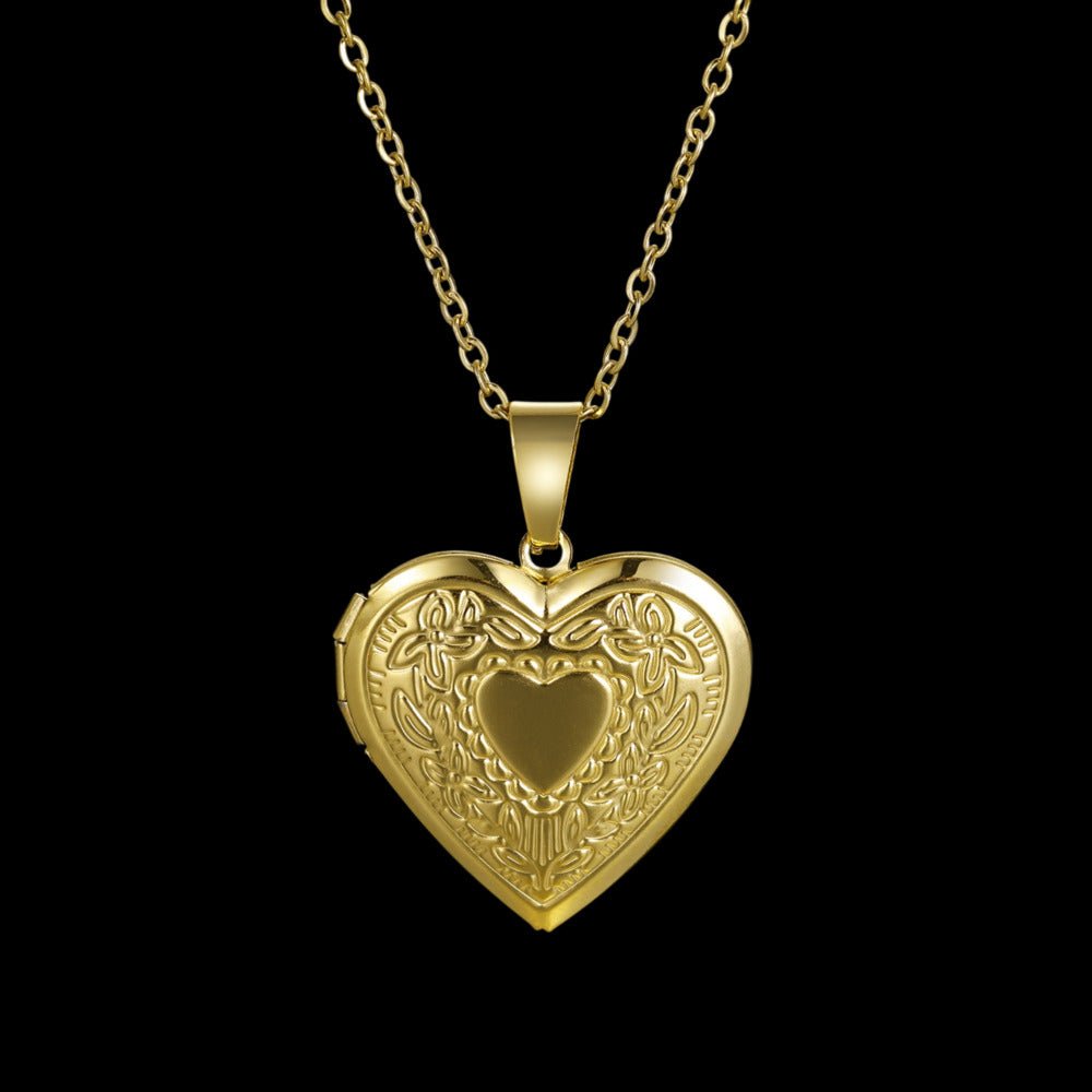Memorial Engraved Heart - Shaped Custom Photo Pendant - 28mm - TONGSHOP / Length:16 / Length:18