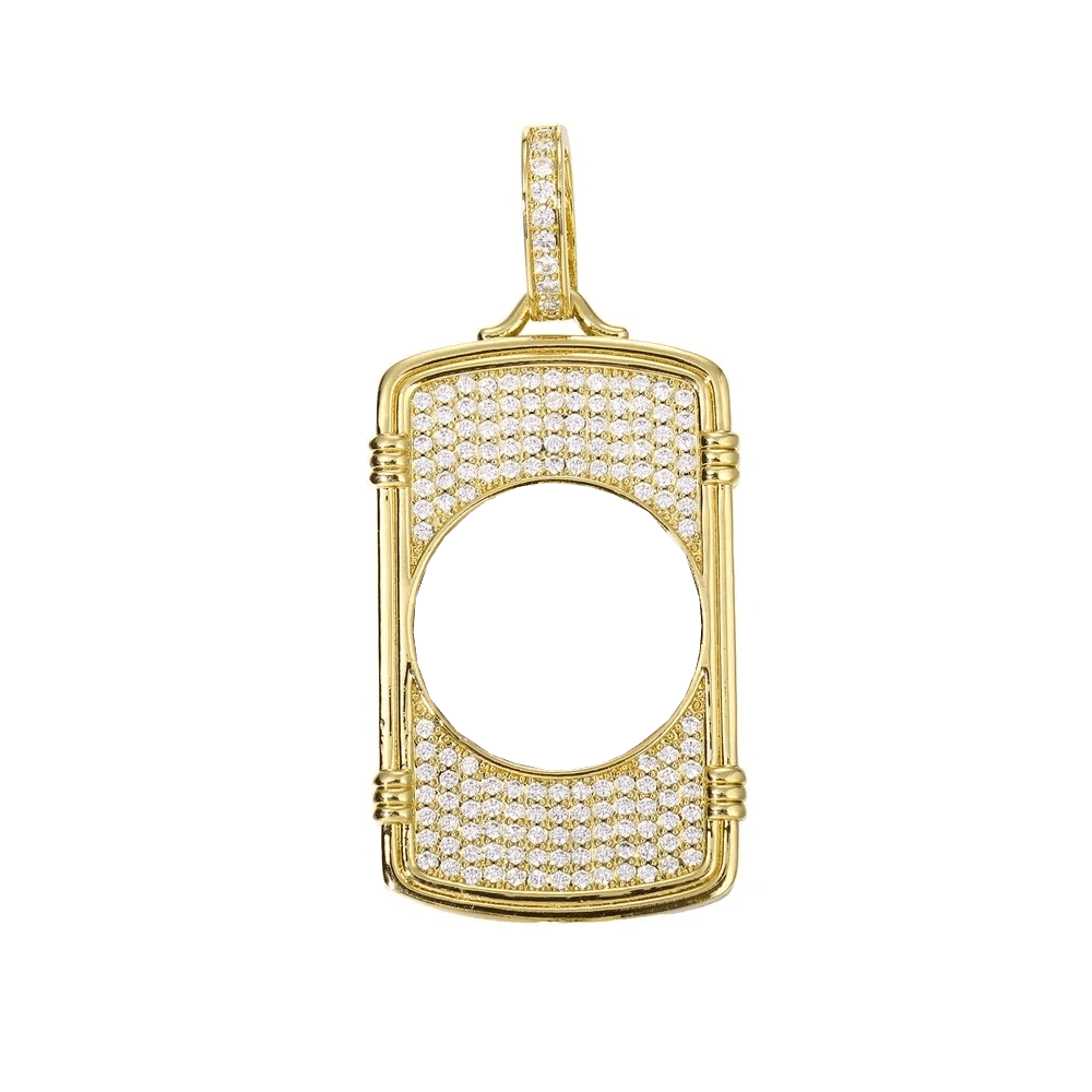 Memory Round Photo Frame Rectangular Pendant - 28mm - TONGSHOP / Length:16 / Length:18