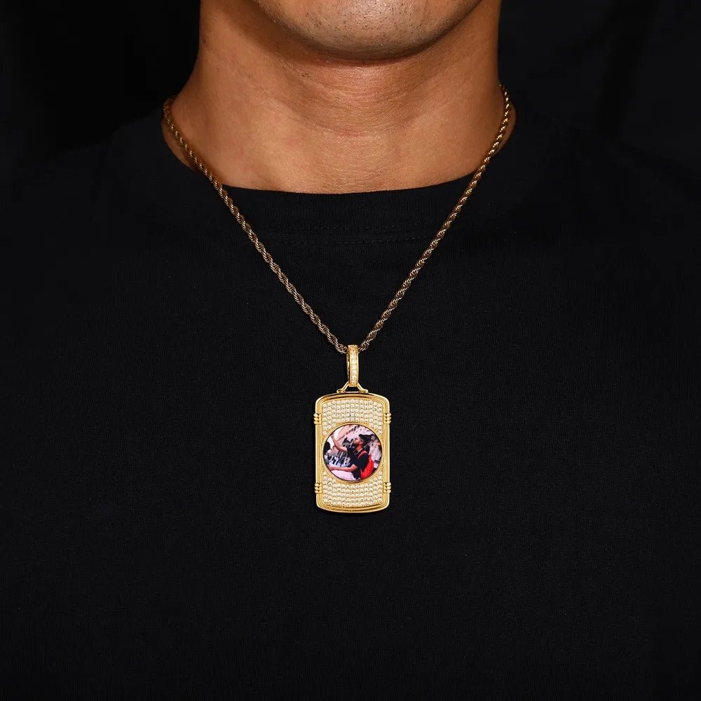 Memory Round Photo Frame Rectangular Pendant - 28mm - TONGSHOP / Length:16 / Length:18