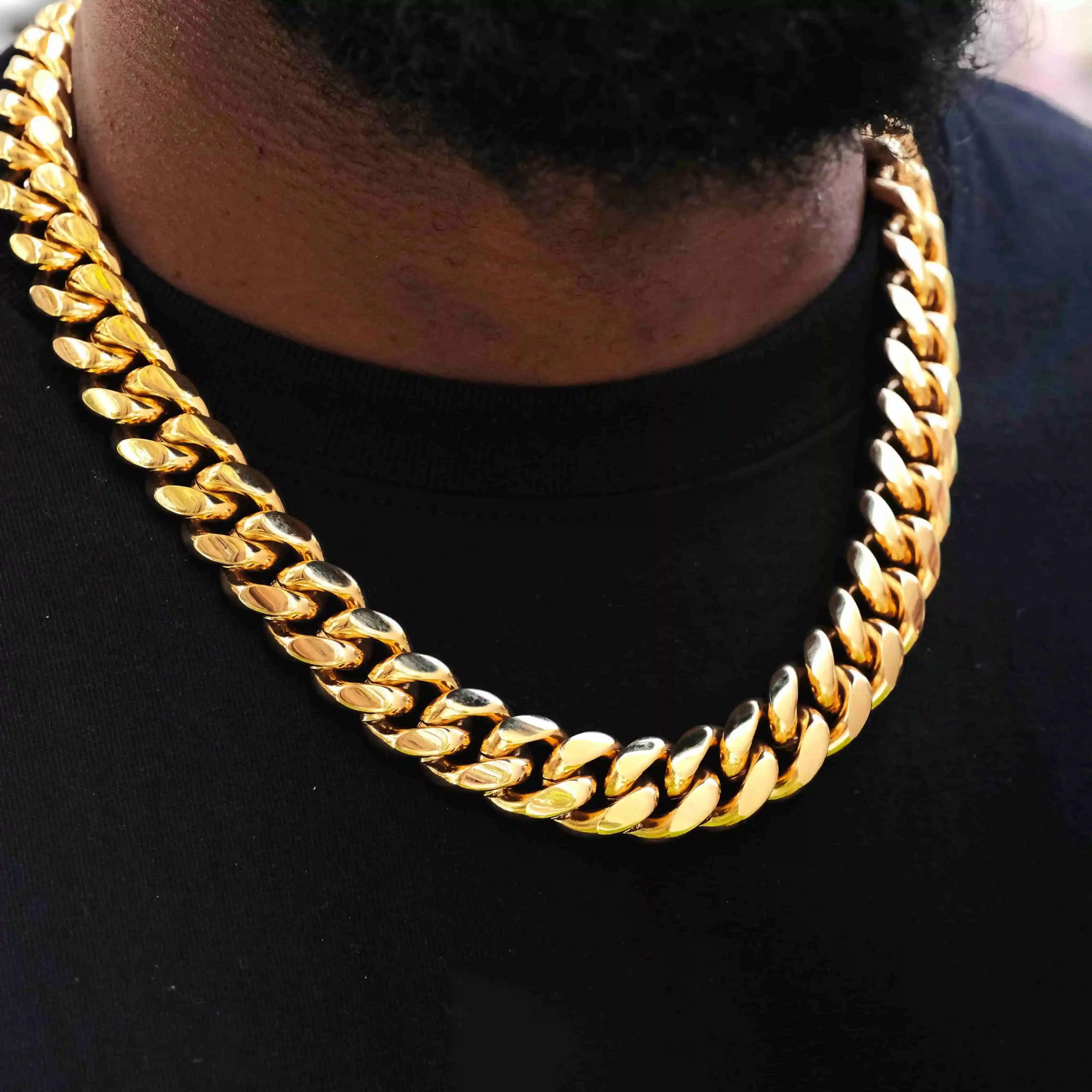 Miami Cuban Link Choker in Yellow Gold - 18mm - TONGSHOP