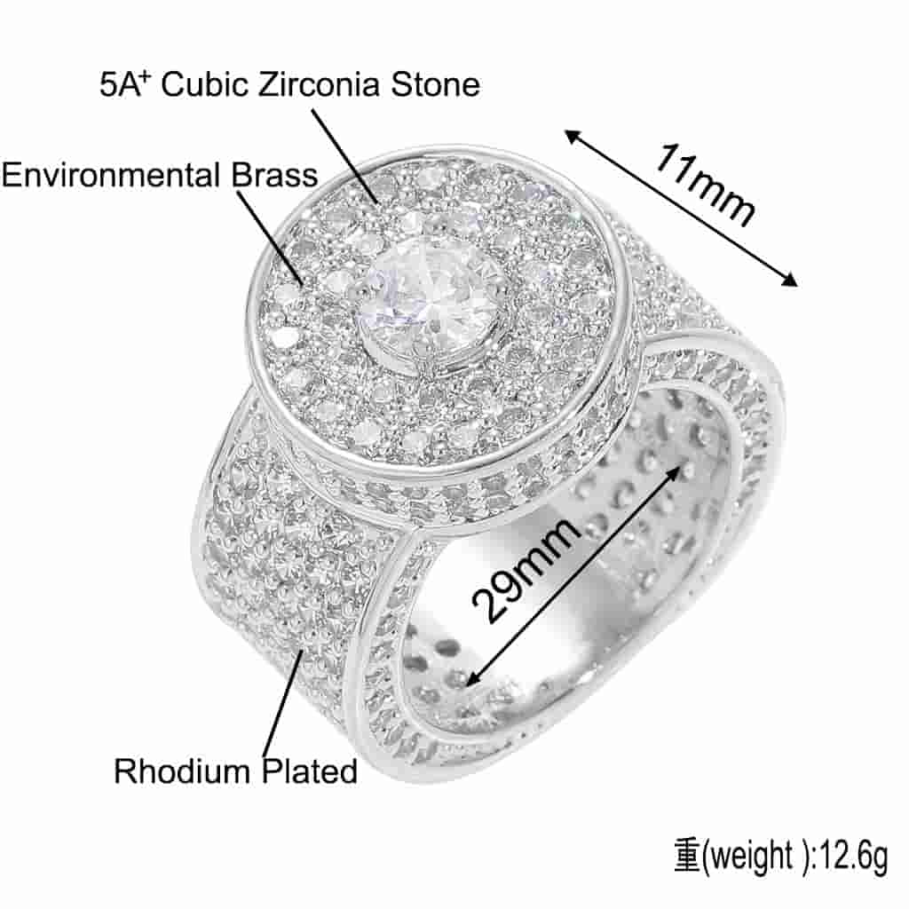 Micro Pave Classic Large Diamond 18K Gold Ring - TONGSHOP