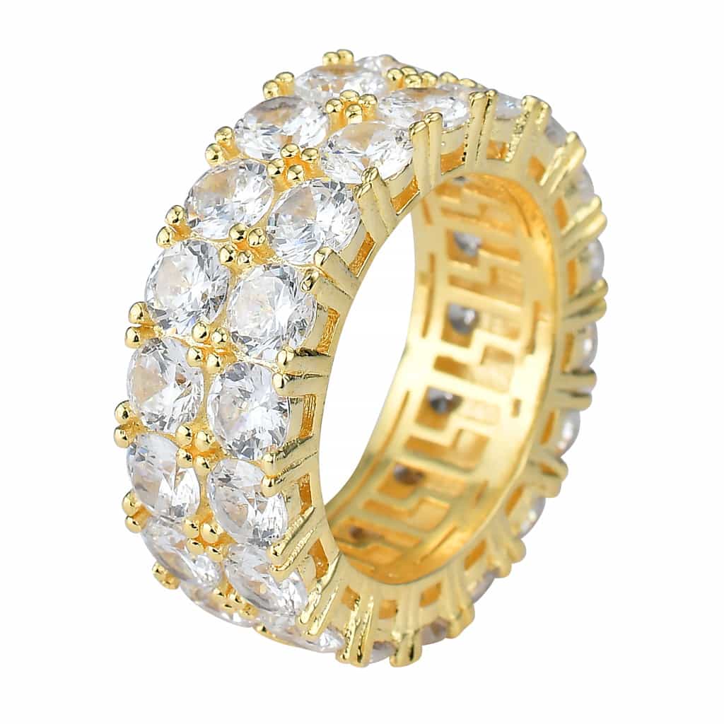 Micro Pave Double Row Full Diamond Ring - TONGSHOP