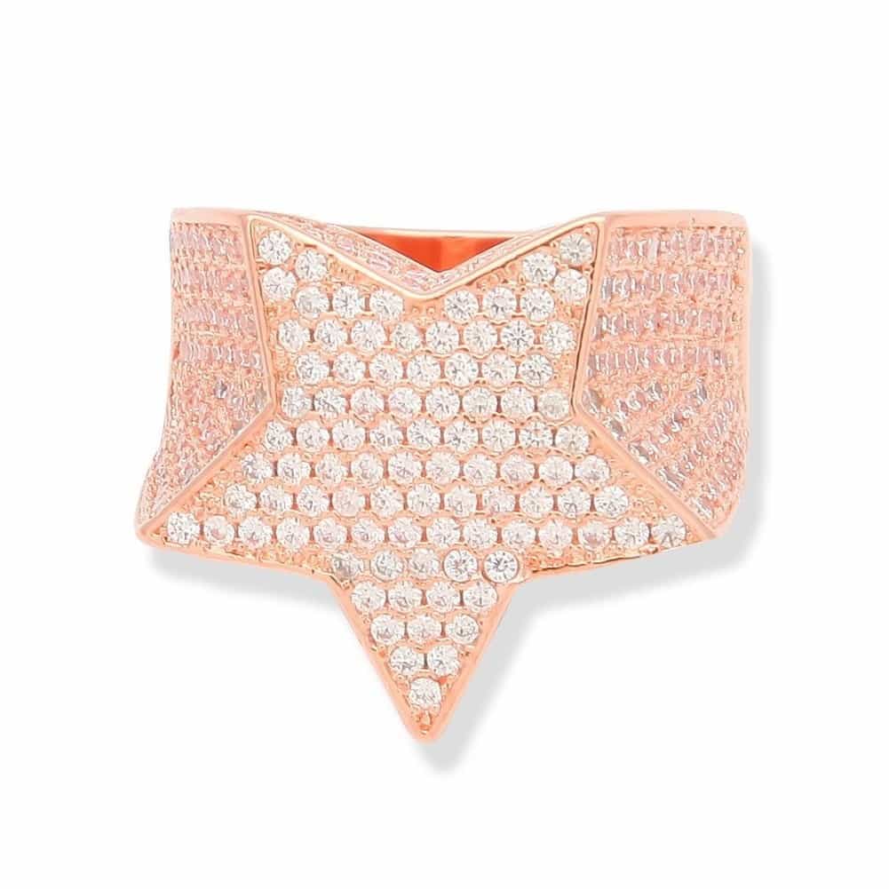 Micro Pave Full Diamond Star Hip - Hop Ring in 18K Gold - TONGSHOP