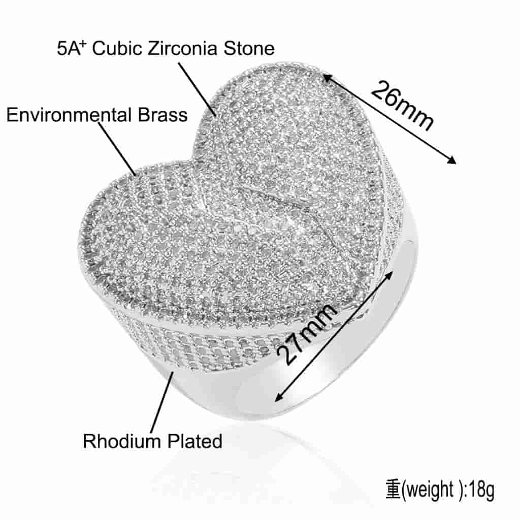 Micro Pave Heart Diamond Ring - TONGSHOP