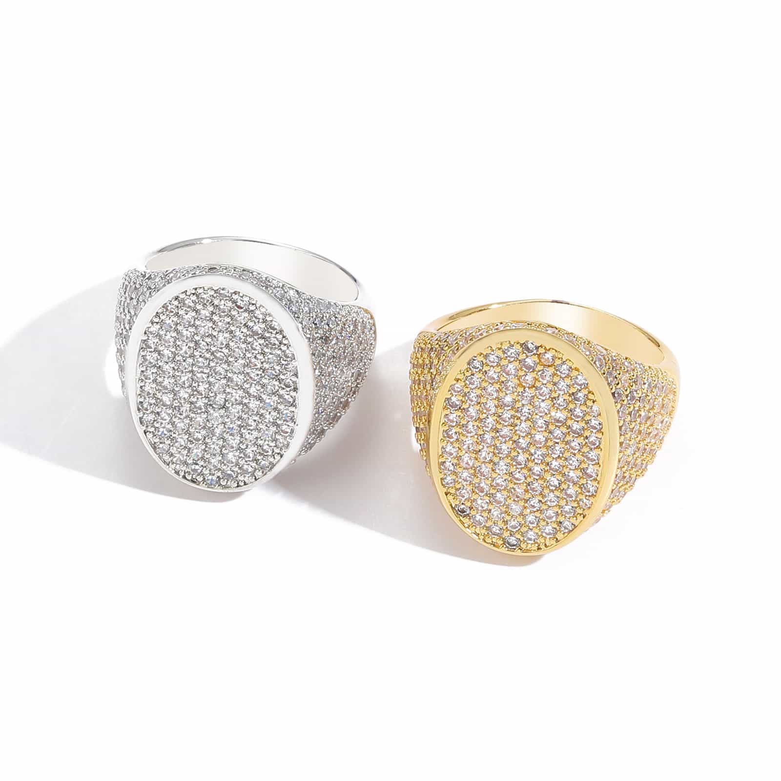 Micro Pave Oval Hip - Hop Ring - TONGSHOP