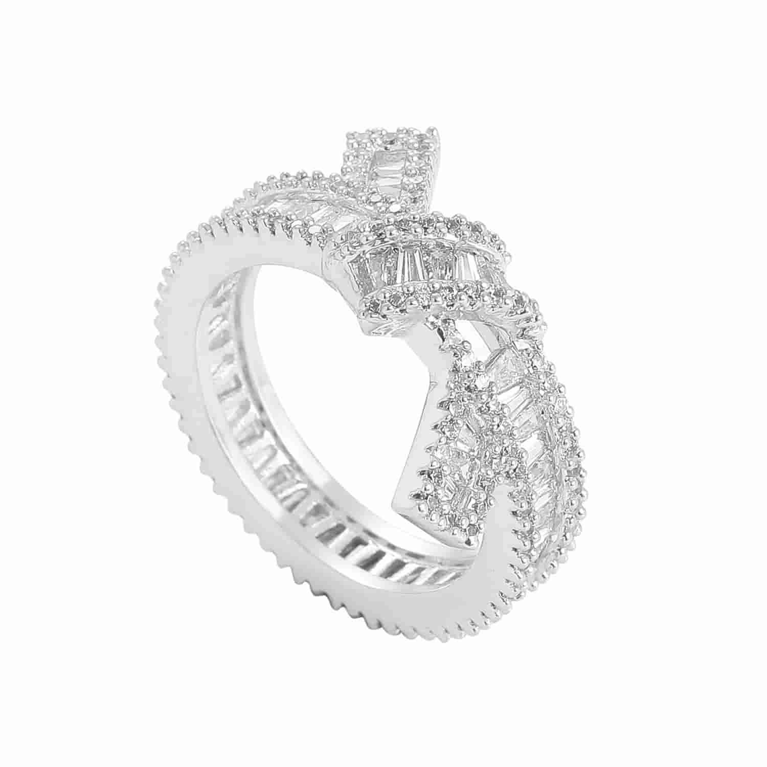 Micro Pave Tapered Square Diamond Wrap Ring - TONGSHOP