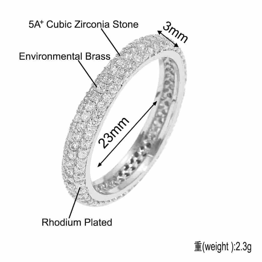 Micro Pave Triple Row Ring - TONGSHOP