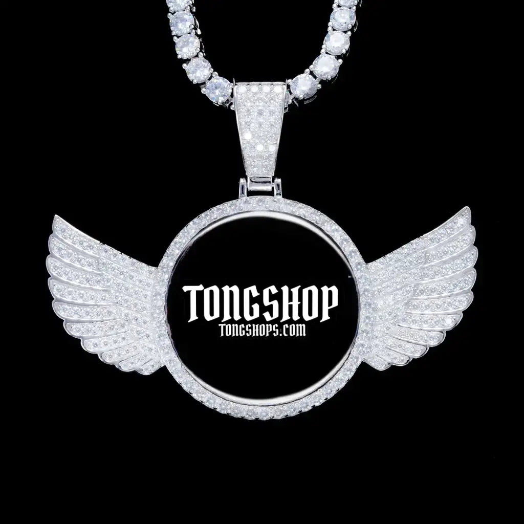 925S & VVS MOISSANITE 3D WING CUSTOM PICTURE PENDANT