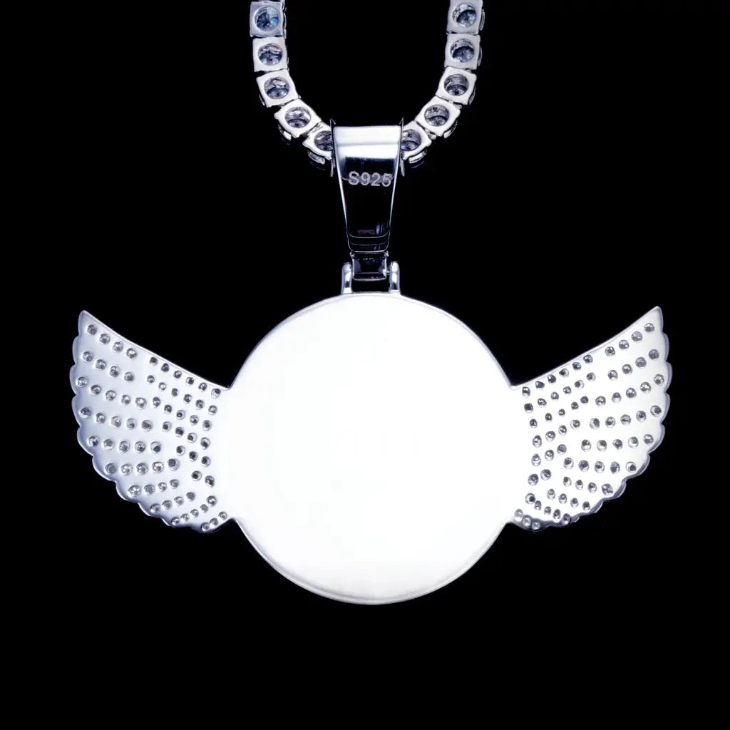 925S & VVS MOISSANITE 3D WING CUSTOM PICTURE PENDANT