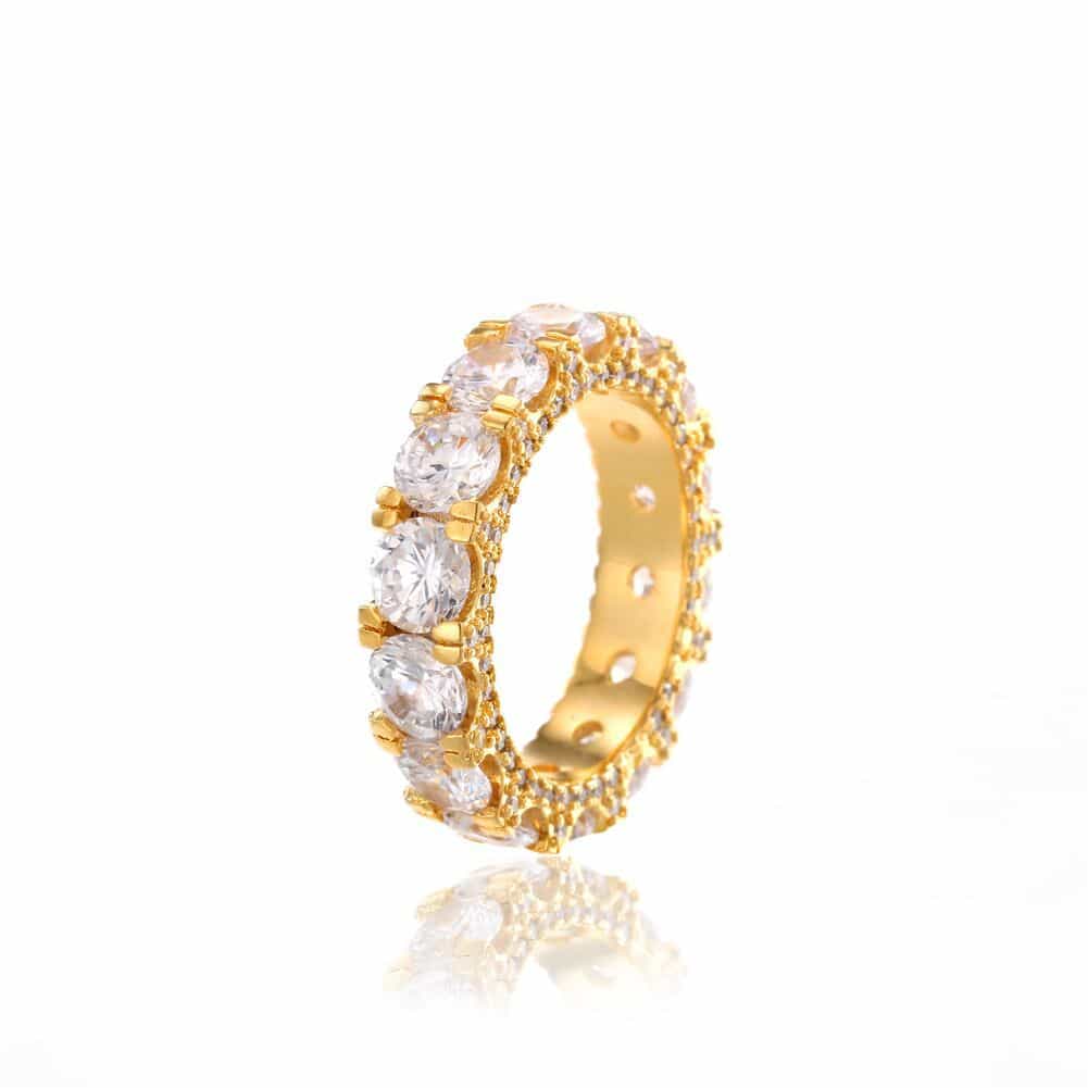 Prong - Set Diamond Ring with 18K Gold Plating - TONGSHOP