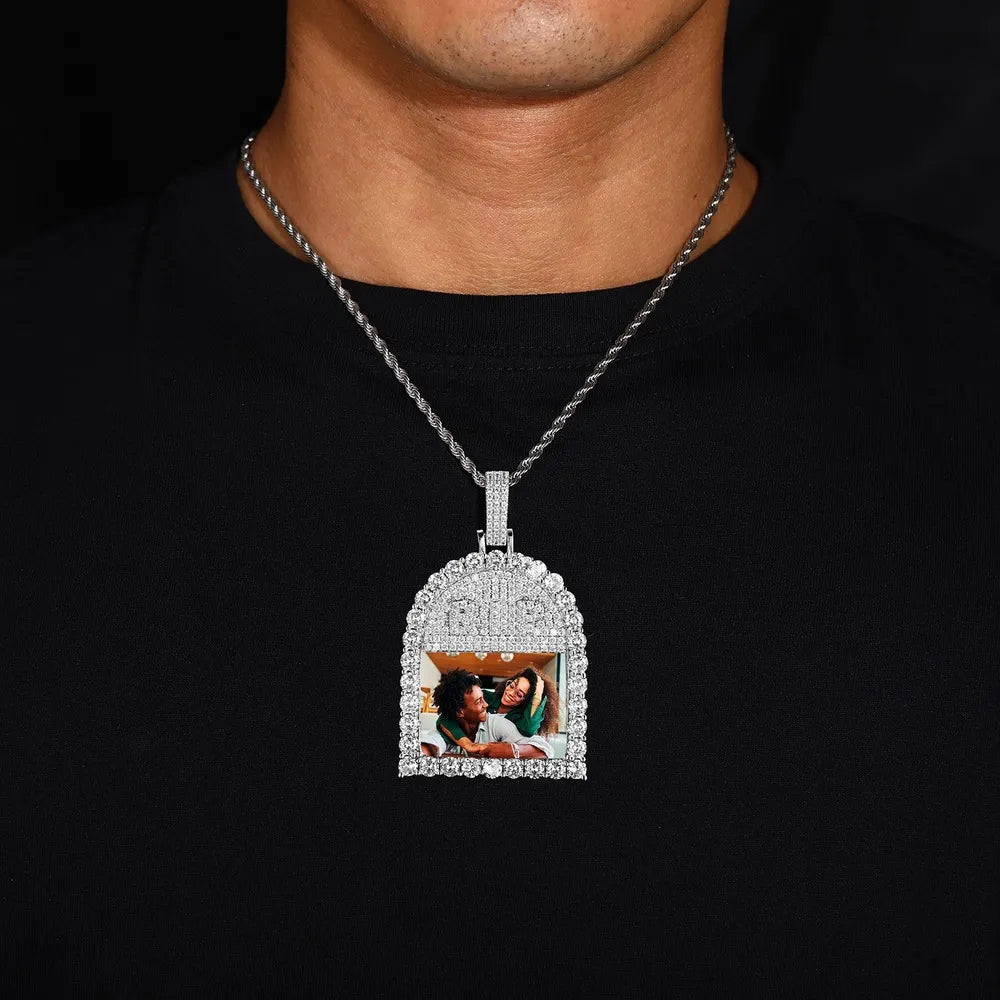 RIP Arch Memory Photo Frame Pendant - 52mm - TONGSHOP / Length:16 / Length:18