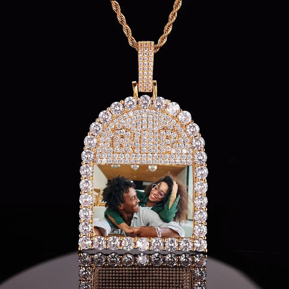 RIP Arch Memory Photo Frame Pendant - 52mm - TONGSHOP / Length:16 / Length:18