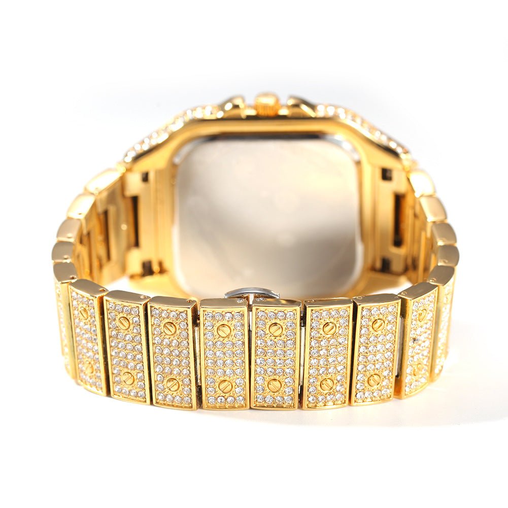 Roman Scale Quartz Full Diamond Watch - TONGSHOP