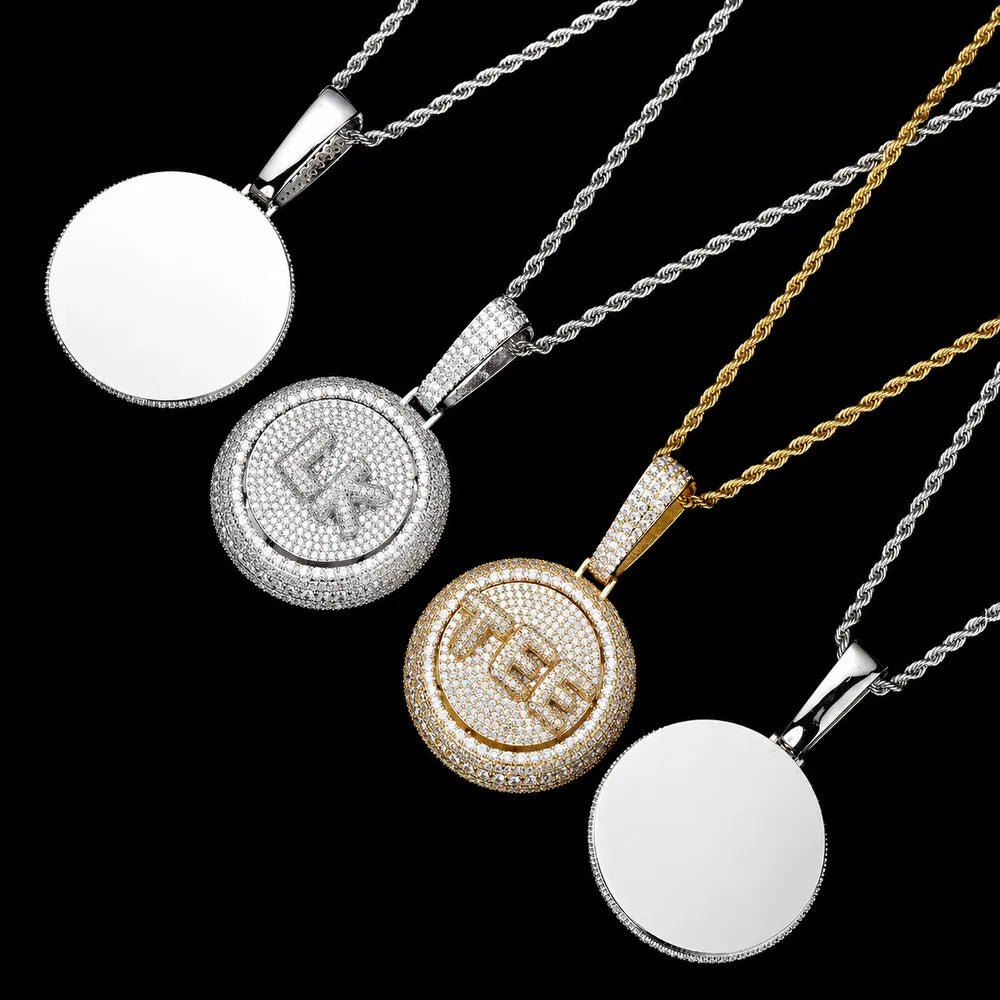 Rotating Custom 3D Letter Round Pendant – 43mm - TONGSHOP / Length:16 / Length:18