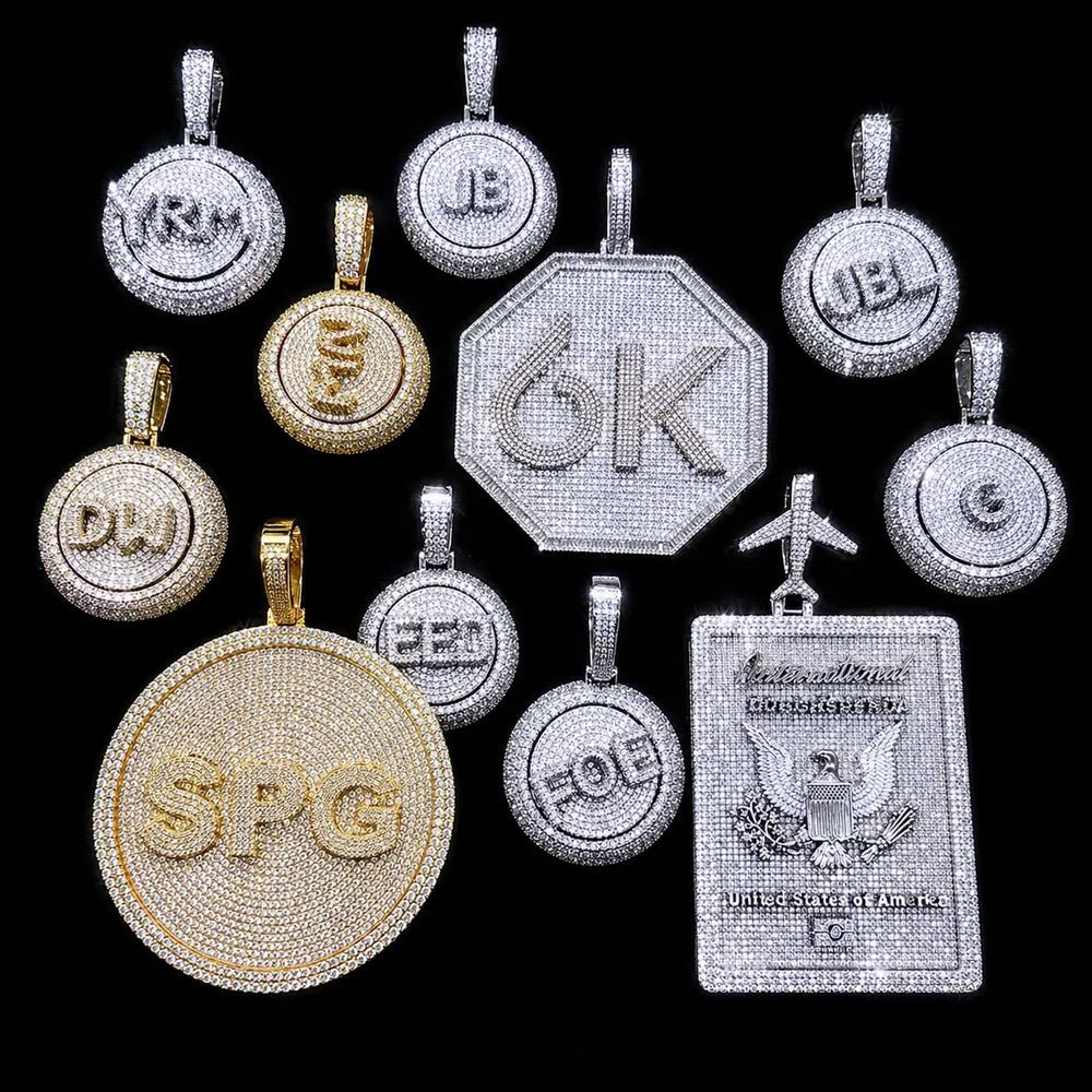 Rotating Custom 3D Letter Round Pendant – 43mm - TONGSHOP / Length:16 / Length:18