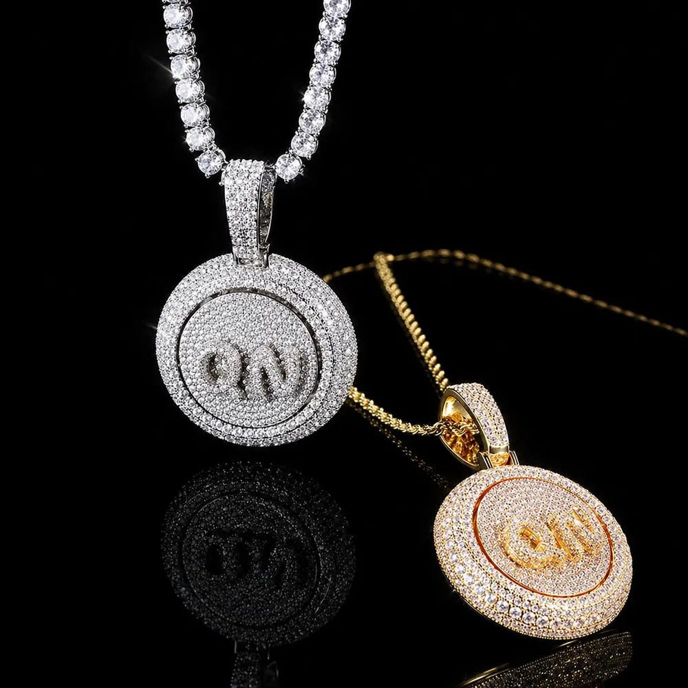 Rotating Custom 3D Letter Round Pendant – 43mm - TONGSHOP / Length:16 / Length:18