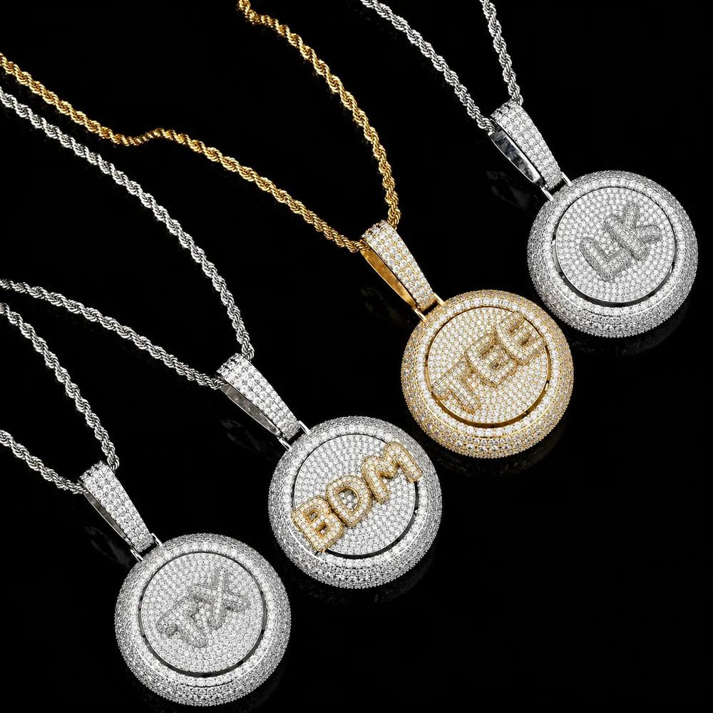 Rotating Custom 3D Letter Round Pendant – 43mm - TONGSHOP / Length:16 / Length:18