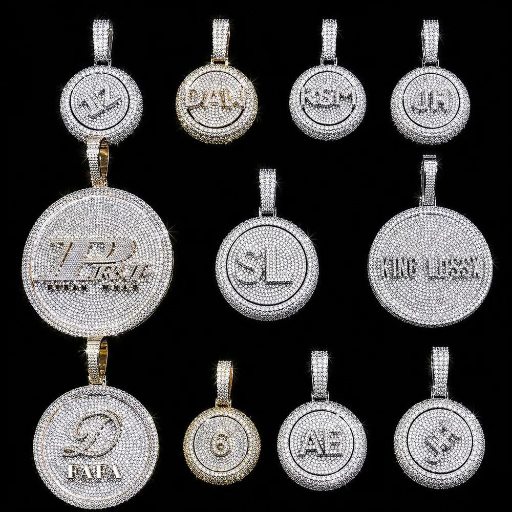 Rotating Custom 3D Letter Round Pendant – 43mm - TONGSHOP / Length:16 / Length:18