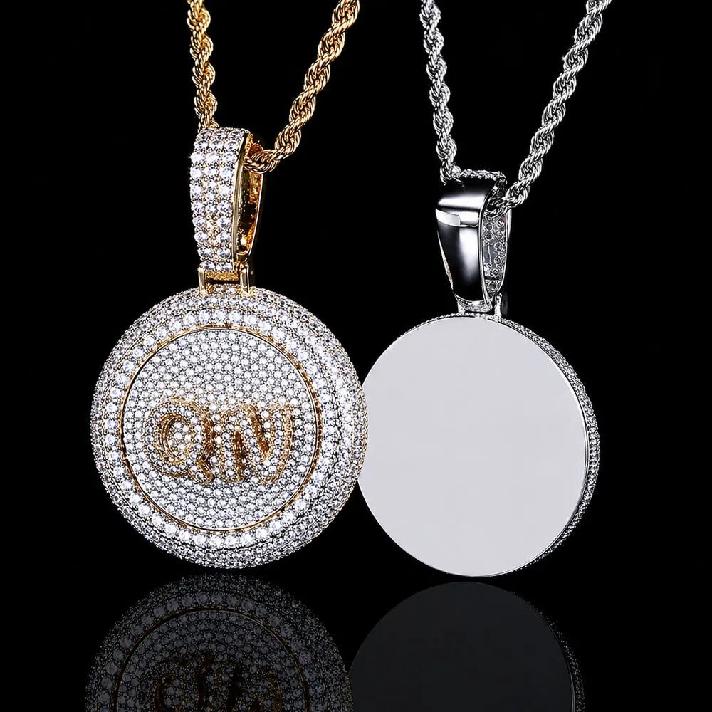 Rotating Custom 3D Letter Round Pendant – 43mm - TONGSHOP / Length:16 / Length:18