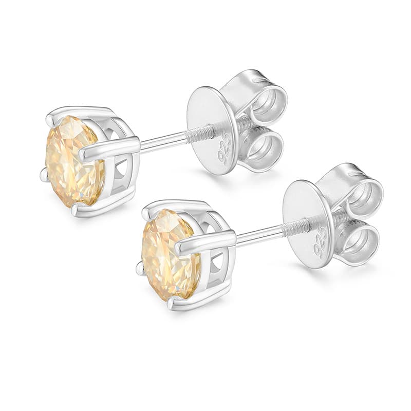 S925 1 Carat Colorful VVS Moissanite Stud Earrings - TONGSHOP