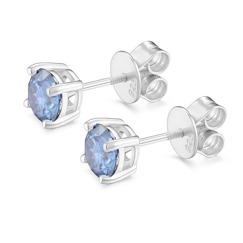 S925 1 Carat Colorful VVS Moissanite Stud Earrings - TONGSHOP