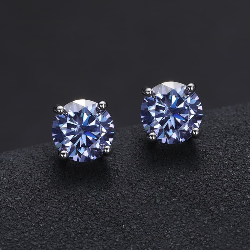 S925 1 Carat Colorful VVS Moissanite Stud Earrings - TONGSHOP