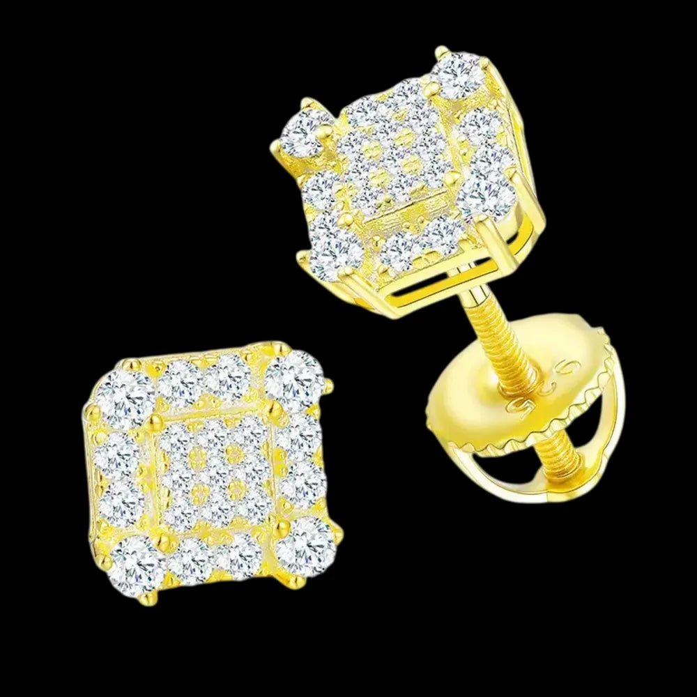 S925 & 1.8mm VVS Moissanite Square Stud Earrings - TONGSHOP / Length:16 / Length:18