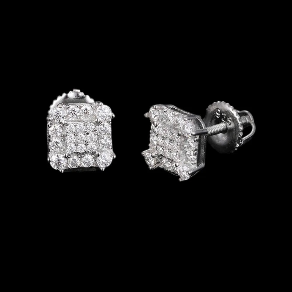 S925 & 1.8mm VVS Moissanite Square Stud Earrings - TONGSHOP / Length:16 / Length:18