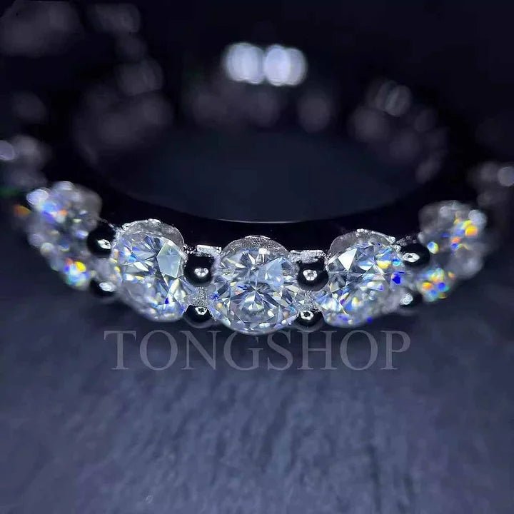 S925 4MM Full Moissanite Diamond Ring - TONGSHOP