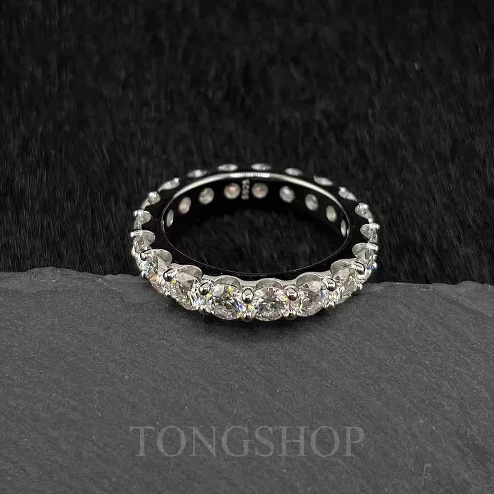S925 4MM Full Moissanite Diamond Ring - TONGSHOP