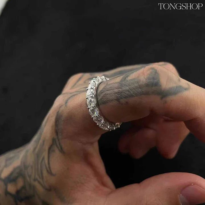 S925 4MM Full Moissanite Diamond Ring - TONGSHOP