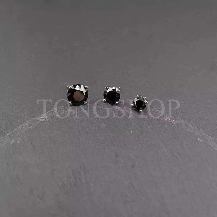 S925 Black VVS Moissanite Four Prong Black Stud Earrings - TONGSHOP