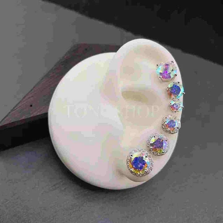 S925 Colorful Moissanite Laser Stud Earrings VVS - TONGSHOP