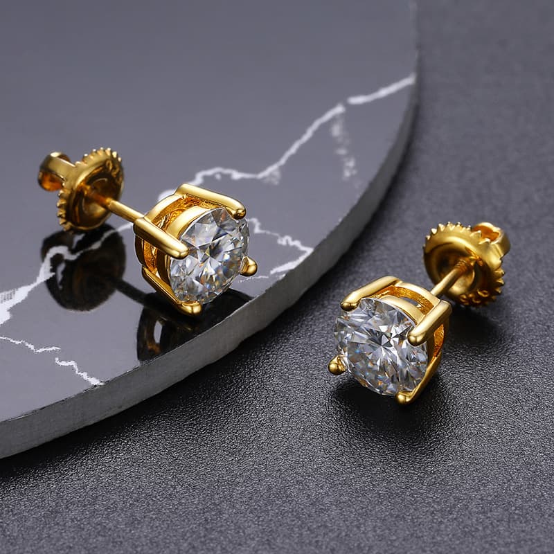 S925 Four - Prong Moissanite Stud Earrings - TONGSHOP