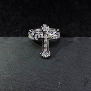 S925 Moissanite Cross Ring - TONGSHOP