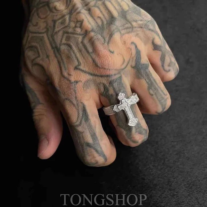S925 Moissanite Cross Ring - TONGSHOP