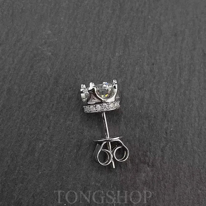 S925 Moissanite Crown Earrings 80 points Four - Claw Rock Candy - TONGSHOP