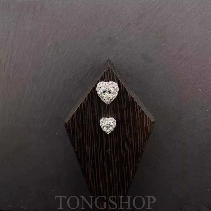 S925 Moissanite Heart - Shaped Rock Candy Earrings Love - TONGSHOP