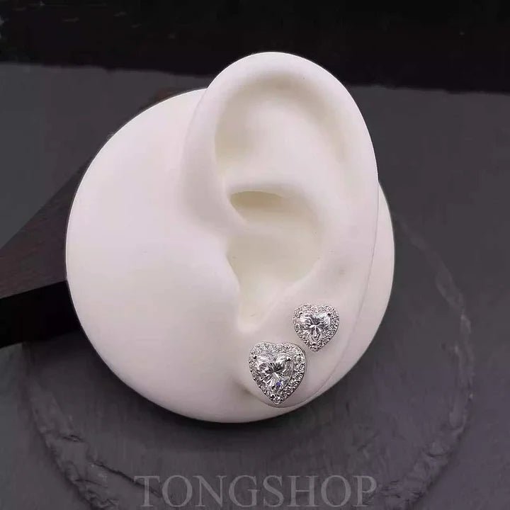 S925 Moissanite Heart - Shaped Rock Candy Earrings Love - TONGSHOP