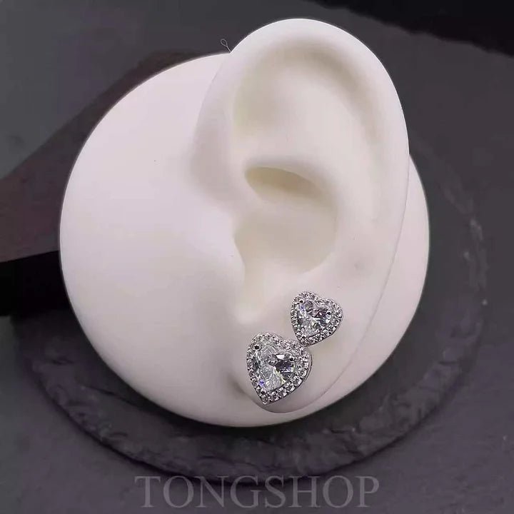 S925 Moissanite Heart - Shaped Rock Candy Earrings Love - TONGSHOP