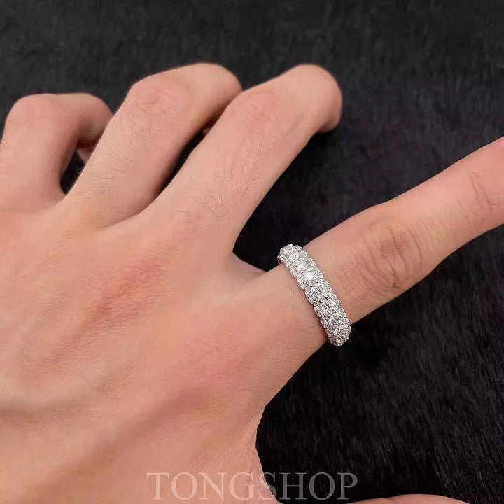 S925 Moissanite Rock Candy Ring Full Of Diamonds And Rows Of Diamonds Ring - TONGSHOP