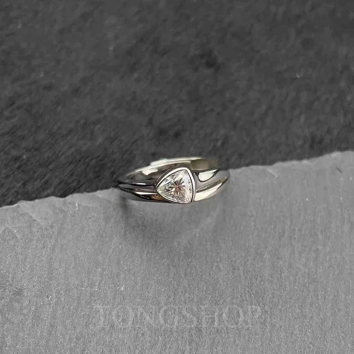 S925 Moissanite Triangular Geometric RinG With Adjustable Opening - TONGSHOP