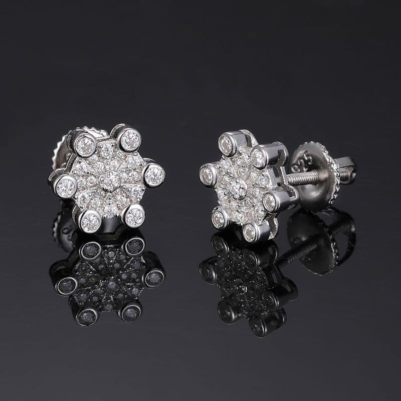 S925 Ultra - Shiny VVS Moissanite Hip - Hop Stud Earrings in 18K Gold - TONGSHOP