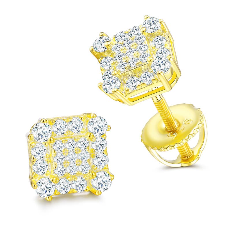 S925 VVS 1.8mm Square Moissanite Stud Earrings - TONGSHOP