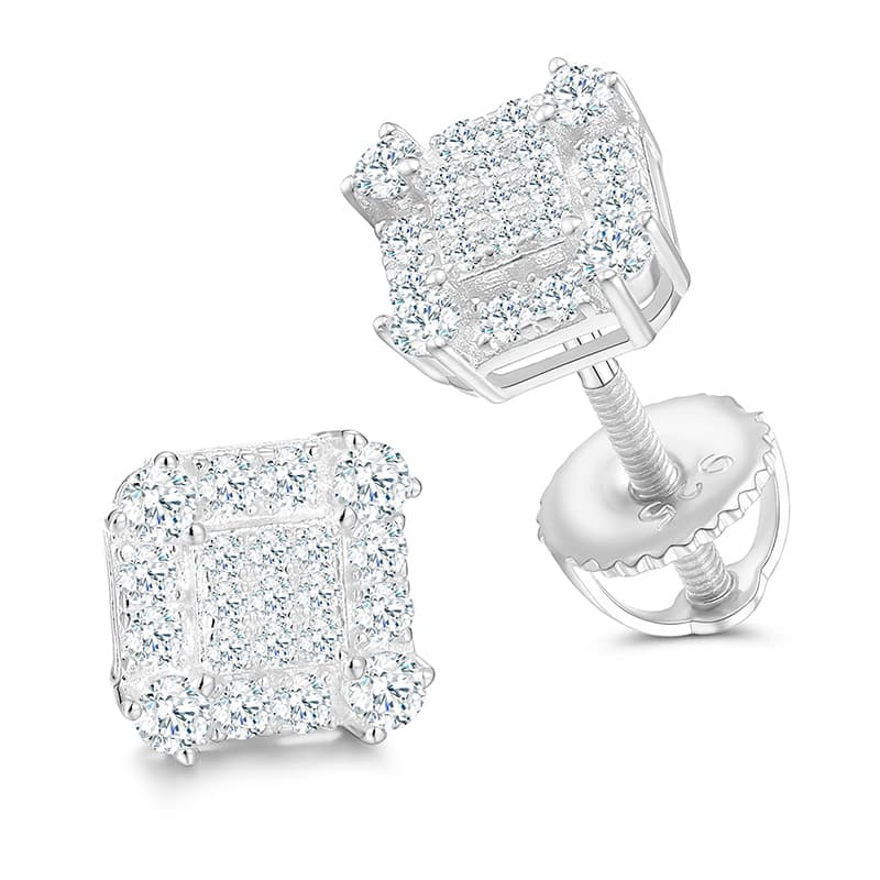 S925 VVS 1.8mm Square Moissanite Stud Earrings - TONGSHOP
