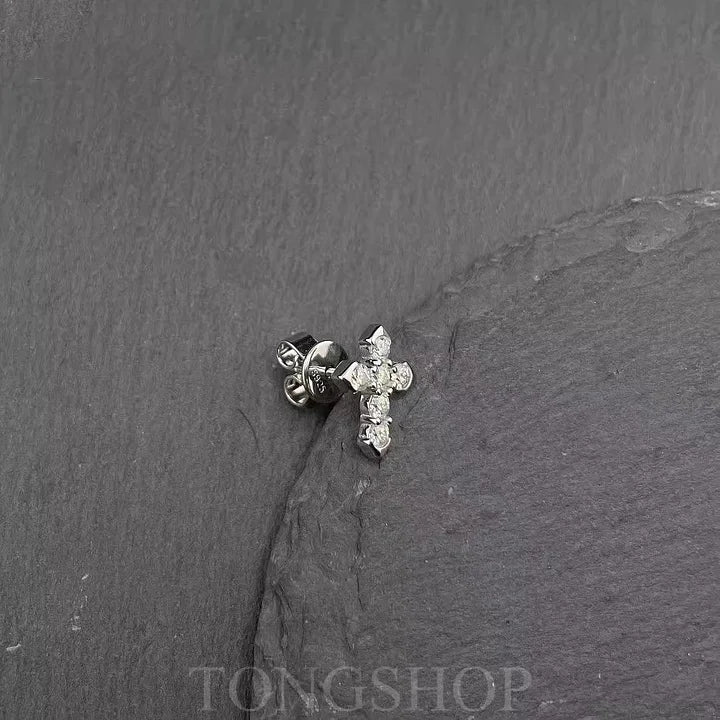 S925 VVS Moissanite Cross Stud Earrings - TONGSHOP