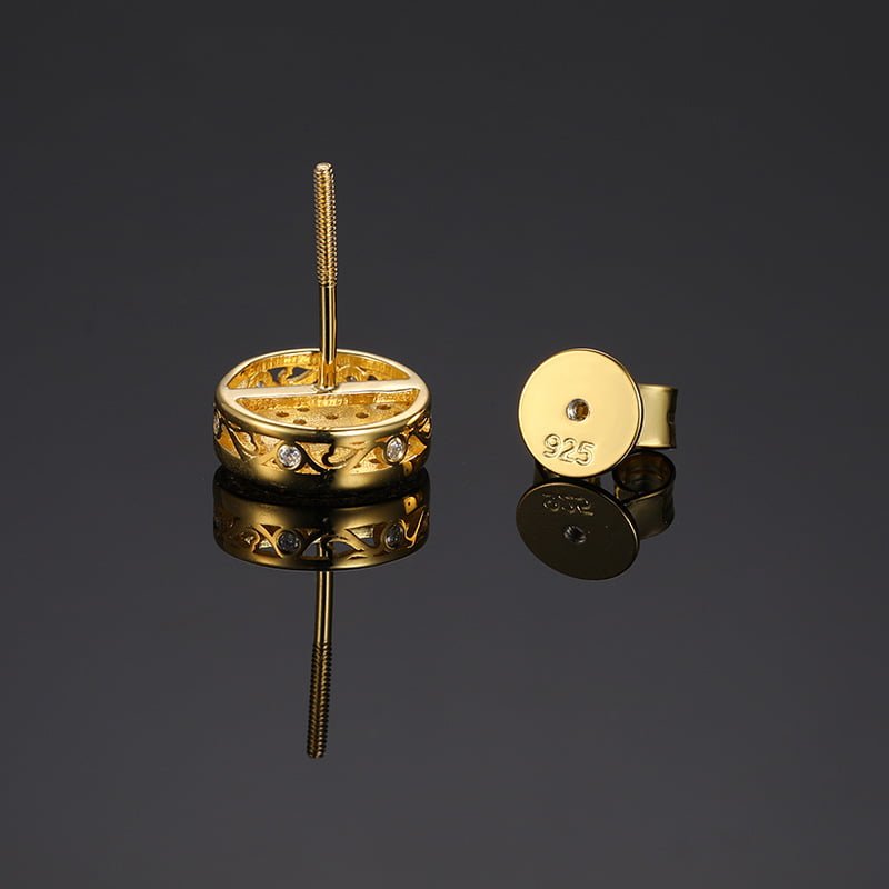 S925 VVS Moissanite Cross Stud Earrings in 18K Gold Plating - TONGSHOP