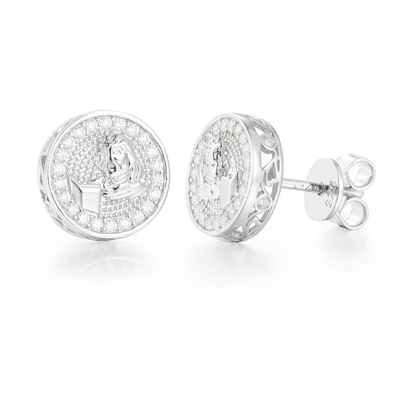 S925 VVS Moissanite Cross Stud Earrings in 18K Gold Plating - TONGSHOP
