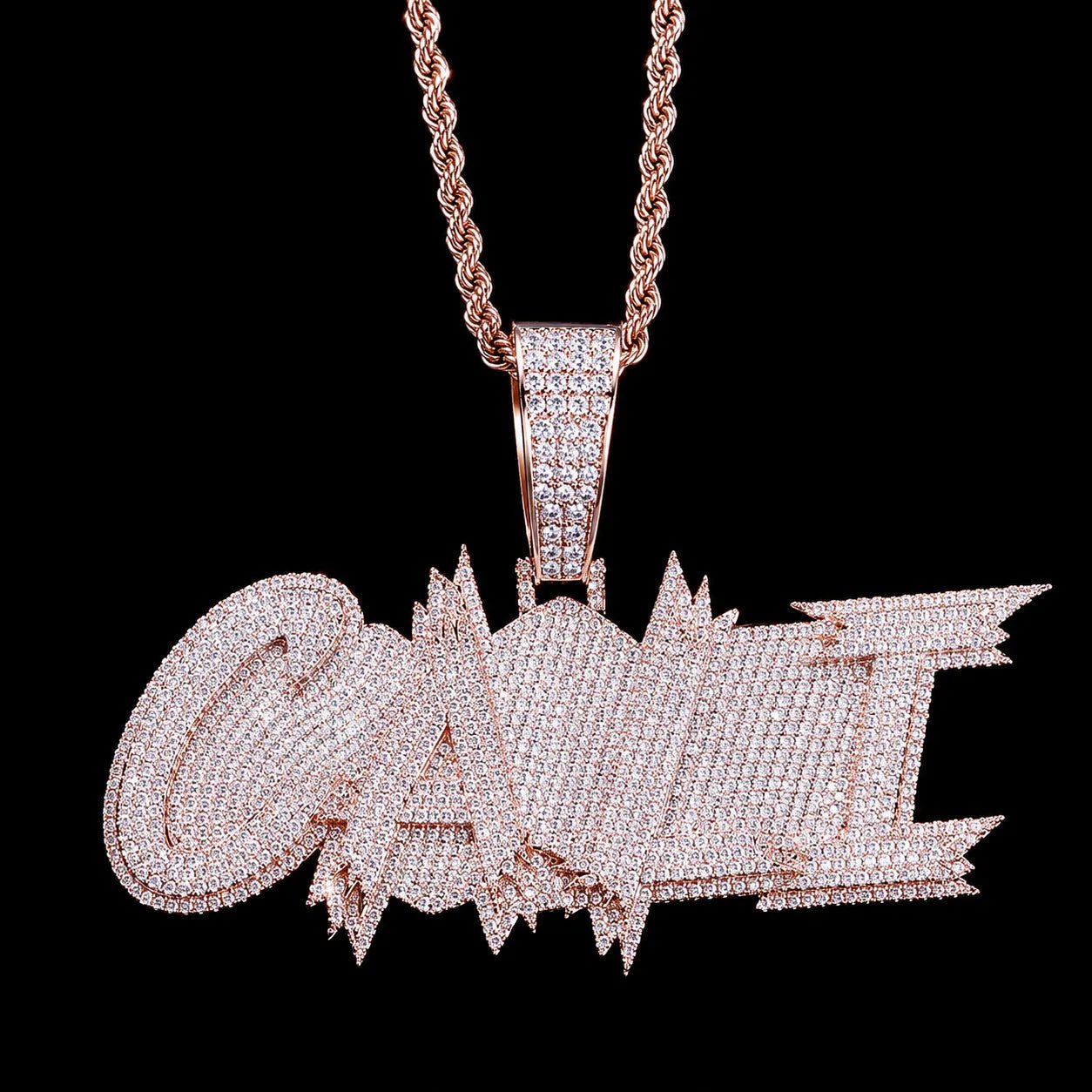 S925 & VVS Moissanite Custom Solid Ice - Block - Style Letter/Name Pendant - TONGSHOP / Length:16 / Length:18