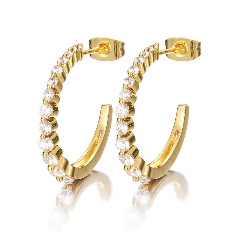 S925 VVS Moissanite Earrings in 18K Gold Plating for Hip - Hop Style - TONGSHOP